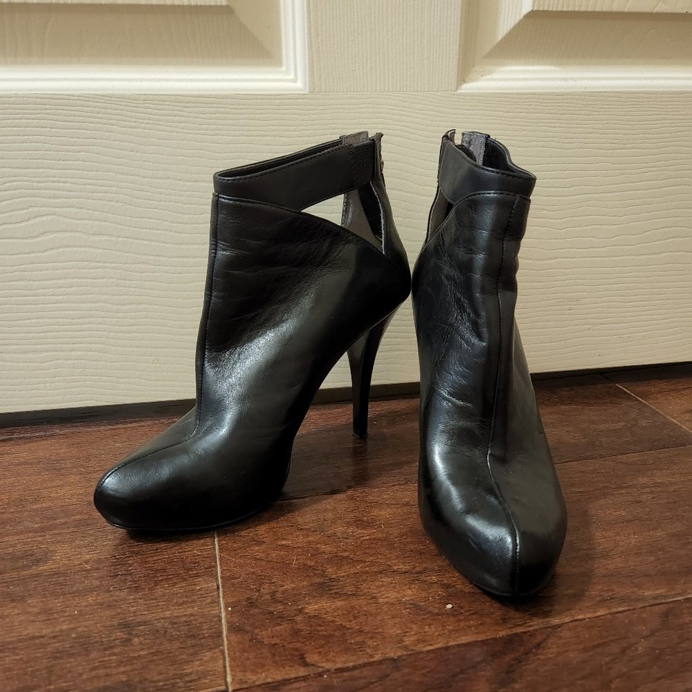 Black Patent Leather Stiletto Ankle Boot - Picture 1 of 7
